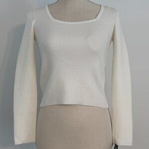 Girls Large 10/12 White/Cream Long Sleeve Ribbed Knit Sweater by Art Class